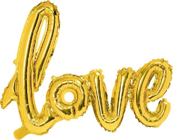 'Love' Script Air Fill Balloon - Gold Crosswear