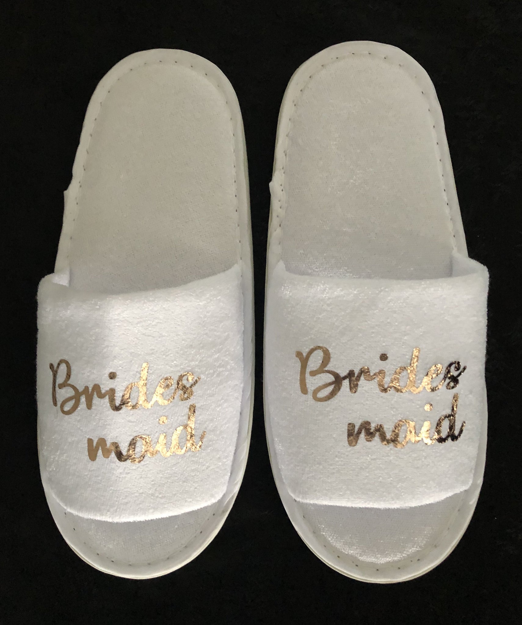 Bridesmaid Slippers - Gold Metallic Script, Style C Handmade