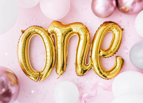 'One' Script Balloon - Gold - Small Crosswear