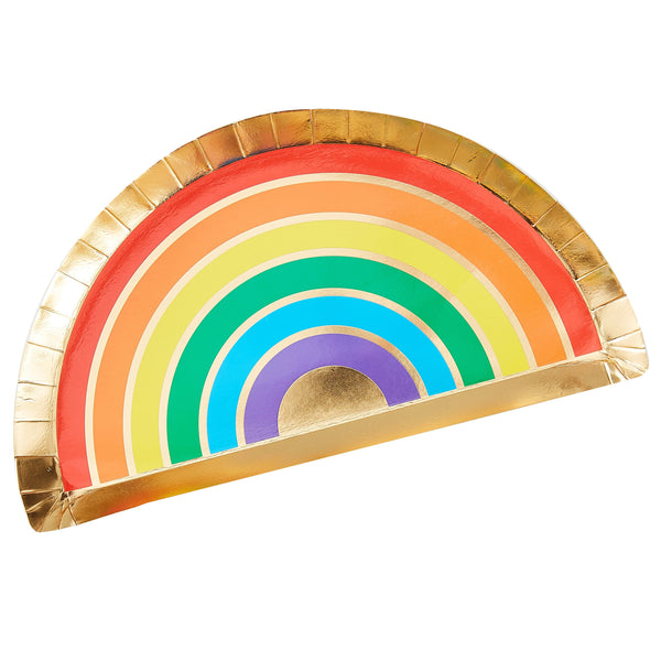 Rainbow & Gold Foil Plates (8) Ginger Ray