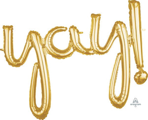 Yay' Script Balloon - Gold Unique Party Supplies