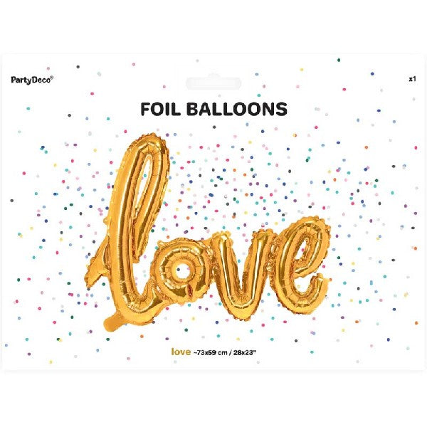 'Love' Script Air Fill Balloon - Gold Crosswear