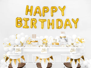 Happy Birthday Balloon Banner - Gold Unique Party Supplies
