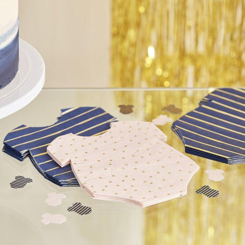 Gender Reveal Napkins - Gold, Pink and Navy (8) Ginger Ray