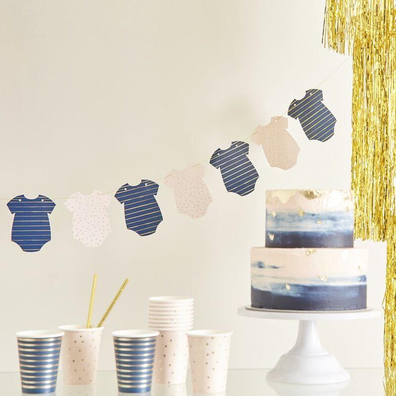 Gender Reveal Bunting - Pink, Gold, Navy Ginger Ray