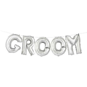 Groom Air Fill Balloon Kit - Silver Crosswear