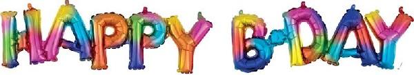 Happy Bday Air Filled Balloon Kit - Rainbow Splash Crosswear