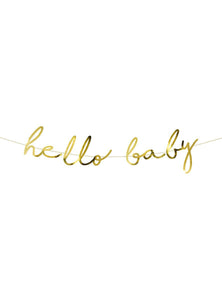 Hello Baby Banner - Gold Unique Party Supplies NZ