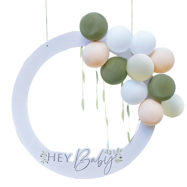 Hey Baby botanical photo booth frame baby showers