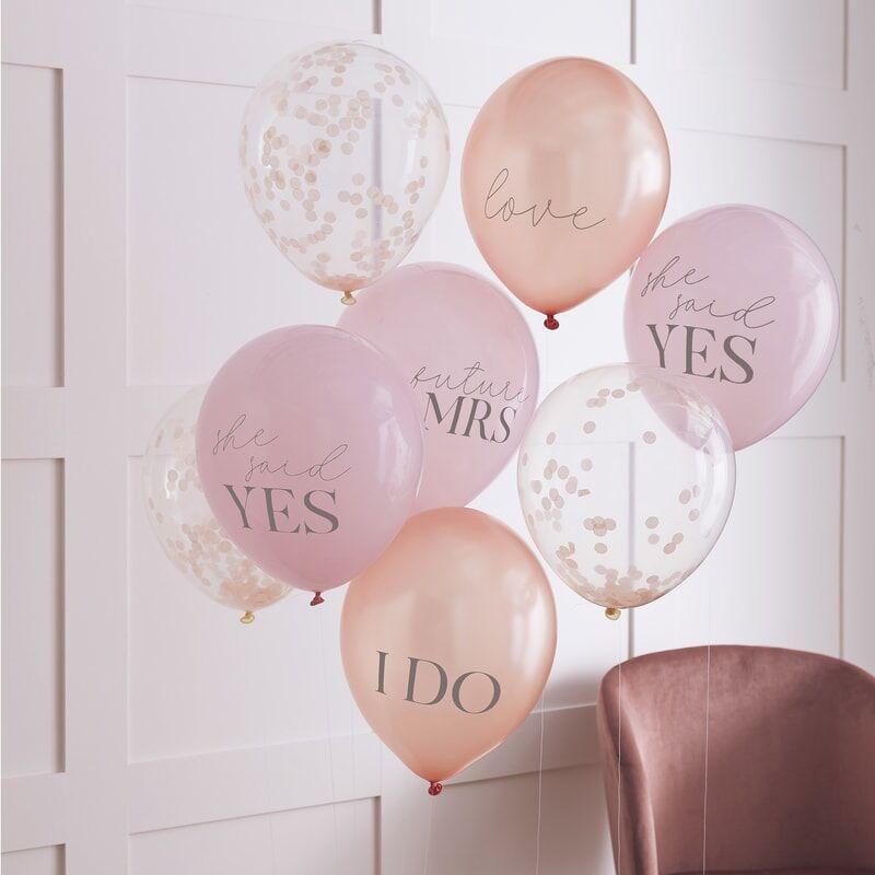 Hen Party Slogan Balloons (8) - Peach, Pink and Confetti (12") Ginger Ray