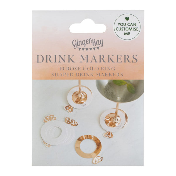 Rose Gold Ring Shaped Drink Markers Ginger Ray