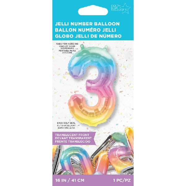 Number 3 Balloon - Jelli Ombre Unique Party Supplies