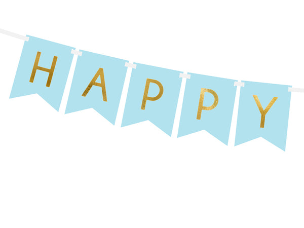 Happy Birthday Flag Banner - Light Blue Unique Party Supplies