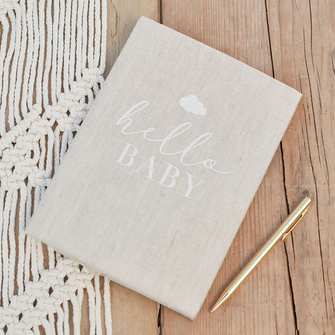 Hello Baby Linen Baby Journal Book Ginger Ray