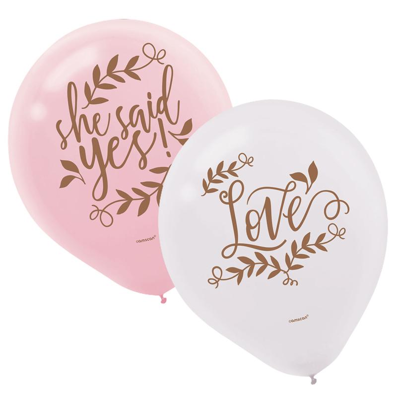 Love and Leaves Balloons (6) - Pink/White (11") Crosswear