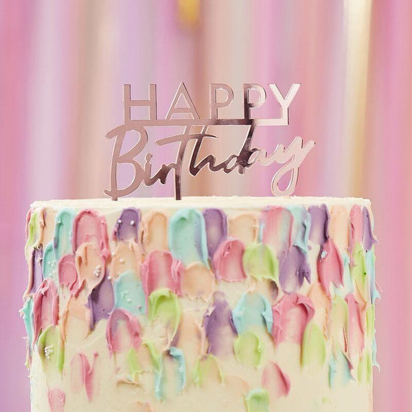 Pink Acrylic Cake Topper - Happy Birthday Ginger Ray