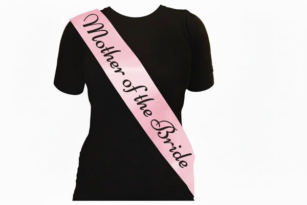 Mother of the Bride Sash - Pale Pink/Black Crosswear