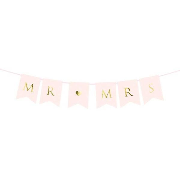 Mr & Mrs Banner - Light Pink/Gold Unique Party Supplies NZ