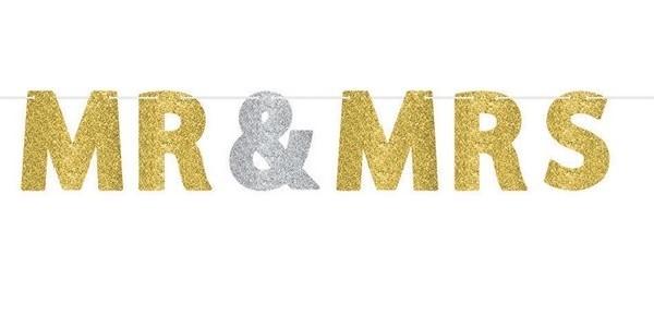 Mr & Mrs Gold Glitter Banner Unique Party Supplies NZ