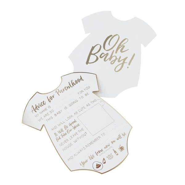 Baby Shower Advice Cards - Gold Oh Baby Body Suit Ginger Ray