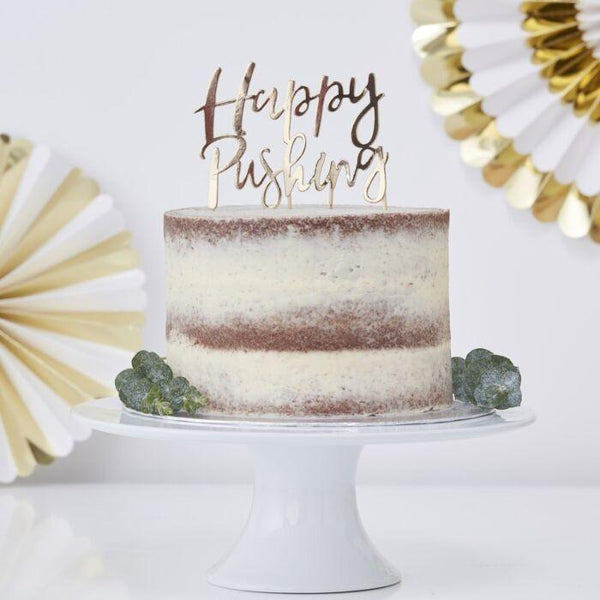 Happy Pushing Cake Topper - Gold Ginger Ray
