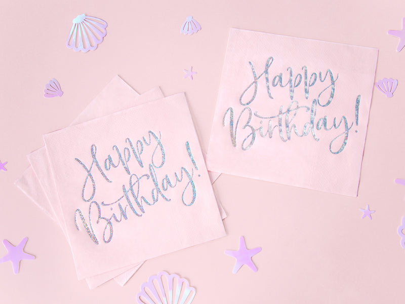 Happy Birthday Napkins (20) - Pale Pink Crosswear