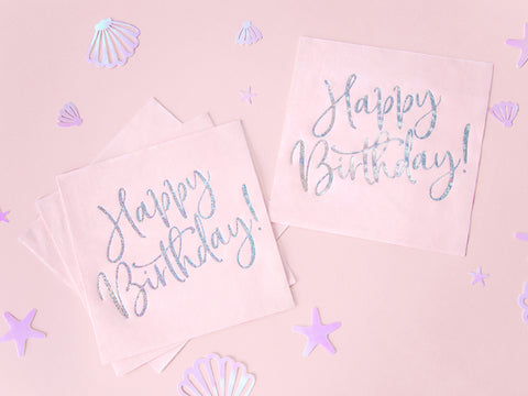 Happy Birthday Napkins (20) - Pale Pink Crosswear