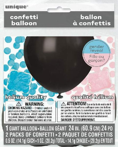 Gender Reveal Confetti Balloon - 24" (Blue and Pink Confetti) Crosswear