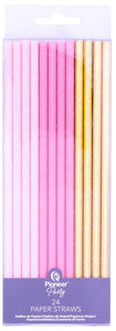 Paper Straws - Pink & Gold (24) Crosswear