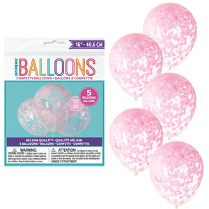 Large Heart Confetti Balloons (5) - Lovely Pink (16"!) Crosswear