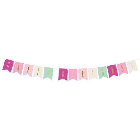 Happy Birthday Flag Banner - Pink Mix Unique Party Supplies