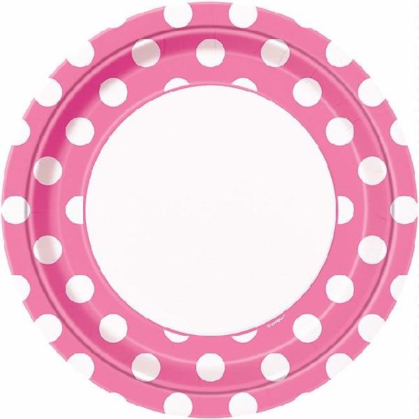 Pink Polka Dot Plates (8) Unique Party Supplies NZ