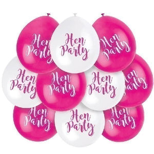 Hen Party Balloons (10) - Pink/White (23cm) Crosswear