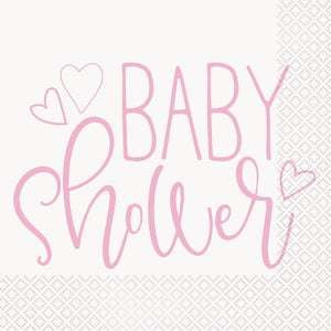 Baby Shower Napkins - Pink/White Crosswear