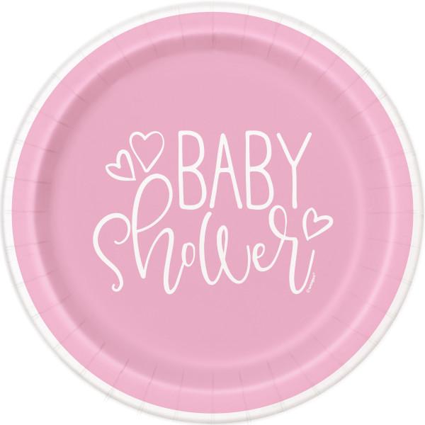 Baby Shower Plates - Pink/White Crosswear