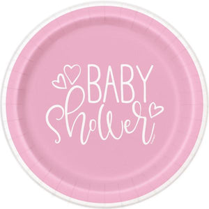 Baby Shower Plates - Pink/White Crosswear