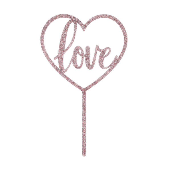 Acyrlic 'Love' Cake Topper - Rose Gold Unique Party Supplies NZ