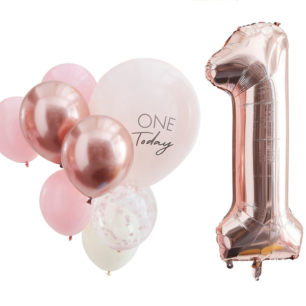 Pink & Rose Gold 1st Birthday Bundle (10 Pieces) Ginger Ray