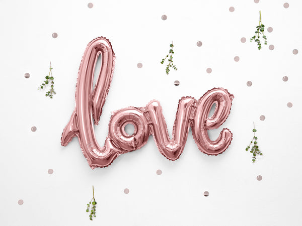 'Love' Script Air Fill Balloon - Rose Gold Crosswear