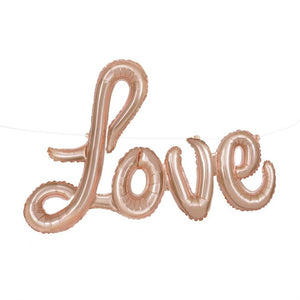 'Love' Script Air Fill Balloon - Rose Gold Crosswear