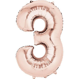 Jumbo Number 3 Balloon - Rose Gold Unique Party Supplies NZ
