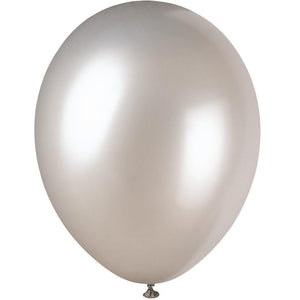 Pearlised Balloons (8) - Shimmer Silver (12") Unique Party Supplies