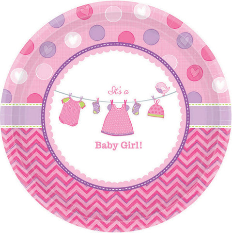Shower with Love - Baby Girl Baby Shower Plates (8) Amscan Australia