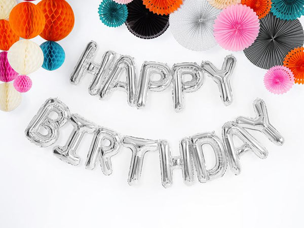 Happy Birthday Balloon Banner - Silver Crosswear