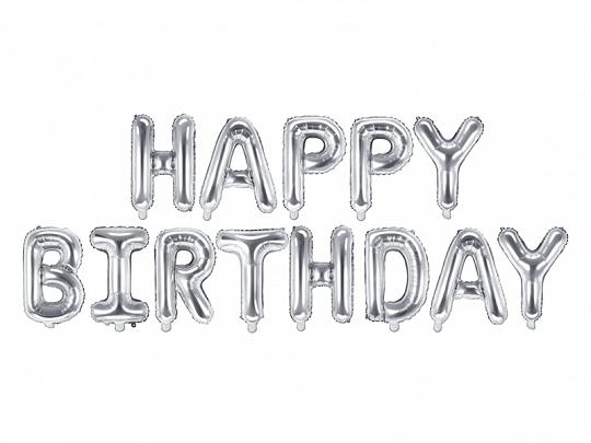 Happy Birthday Balloon Banner - Silver Crosswear