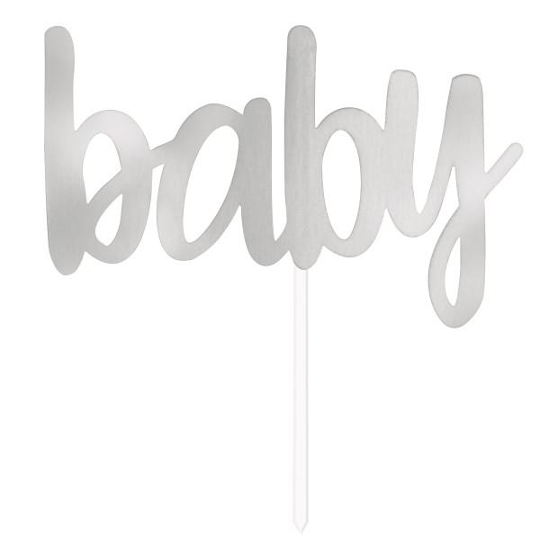 Baby Shower Cake Topper - Silver Unique Party Supplies NZ