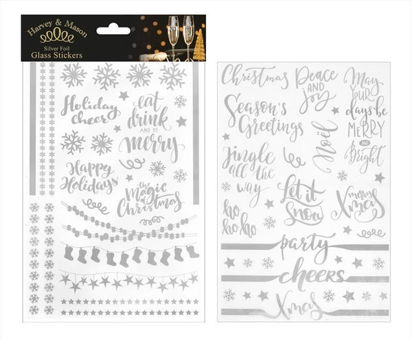 Christmas Glass Stickers - Silver Unique Party Supplies NZ