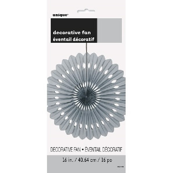 Large Decorative Paper Fan - Silver (Single fan-16") Crosswear