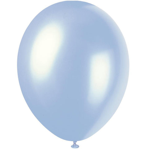 Pearlised Balloons (8) - Sky Blue (12") Unique Party Supplies