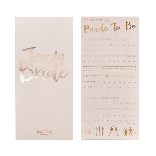 Advice for the Bride Cards - 10 Pack Rose Gold Unique Party Supplies NZ